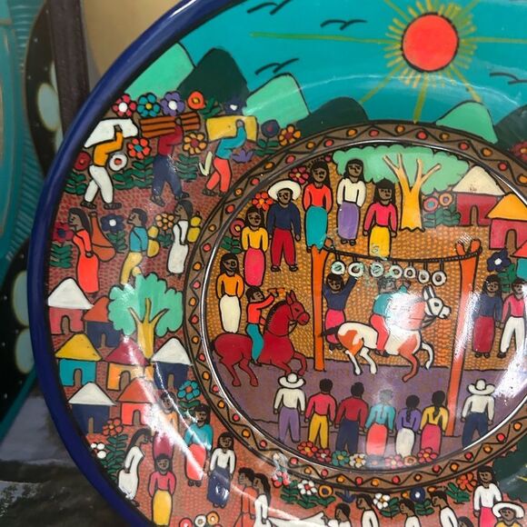 Mexican Painted Plate 10” Plate Dish Art Hanging Wall Art - Picture 3 of 16